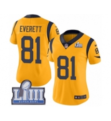Women's Nike Los Angeles Rams #81 Gerald Everett Limited Gold Rush Vapor Untouchable Super Bowl LIII Bound NFL Jersey