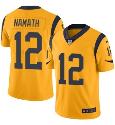 Men's Nike Los Angeles Rams #12 Joe Namath Limited Gold Rush Vapor Untouchable NFL Jersey