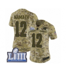 Women's Nike Los Angeles Rams #12 Joe Namath Limited Camo 2018 Salute to Service Super Bowl LIII Bound NFL Jersey