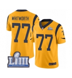Men's Nike Los Angeles Rams #77 Andrew Whitworth Limited Gold Rush Vapor Untouchable Super Bowl LIII Bound NFL Jersey