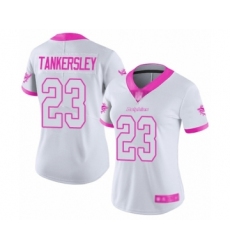 Women's Miami Dolphins #23 Cordrea Tankersley Limited White Pink Rush Fashion Football Jersey