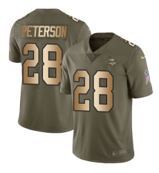 Men's Nike Minnesota Vikings #28 Adrian Peterson Limited Olive/Gold 2017 Salute to Service NFL Jersey