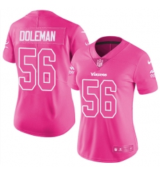 Women's Nike Minnesota Vikings #56 Chris Doleman Limited Pink Rush Fashion NFL Jersey