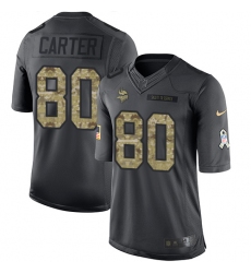 Men's Nike Minnesota Vikings #80 Cris Carter Limited Black 2016 Salute to Service NFL Jersey