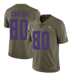 Men's Nike Minnesota Vikings #80 Cris Carter Limited Olive 2017 Salute to Service NFL Jersey