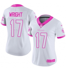 Women's Nike Minnesota Vikings #17 Jarius Wright Limited White/Pink Rush Fashion NFL Jersey