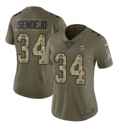Women's Nike Minnesota Vikings #34 Andrew Sendejo Limited Olive/Camo 2017 Salute to Service NFL Jersey