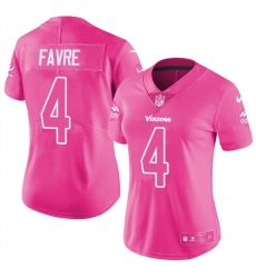 Women's Nike Minnesota Vikings #4 Brett Favre Limited Pink Rush Fashion NFL Jersey
