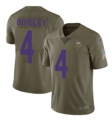 Men's Nike Minnesota Vikings #4 Ryan Quigley Limited Olive 2017 Salute to Service NFL Jersey