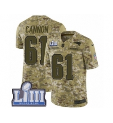 Youth Nike New England Patriots #61 Marcus Cannon Limited Camo 2018 Salute to Service Super Bowl LIII Bound NFL Jersey