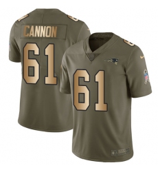 Youth Nike New England Patriots #61 Marcus Cannon Limited Olive/Gold 2017 Salute to Service NFL Jersey