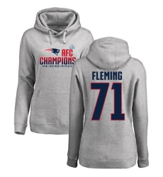 Women's Nike New England Patriots #71 Cameron Fleming Heather Gray 2017 AFC Champions Pullover Hoodie
