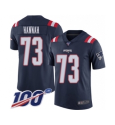 Men's New England Patriots #73 John Hannah Limited Navy Blue Rush Vapor Untouchable 100th Season Football Jersey