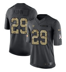 Youth Nike New Orleans Saints #29 John Kuhn Limited Black 2016 Salute to Service NFL Jersey