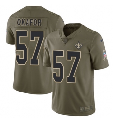 Men's Nike New Orleans Saints #57 Alex Okafor Limited Olive 2017 Salute to Service NFL Jersey