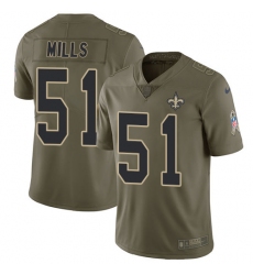 Youth Nike New Orleans Saints #51 Sam Mills Limited Olive 2017 Salute to Service NFL Jersey