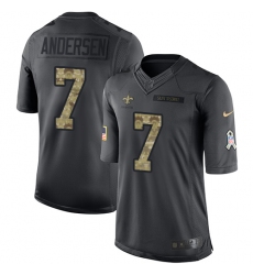 Men's Nike New Orleans Saints #7 Morten Andersen Limited Black 2016 Salute to Service NFL Jersey