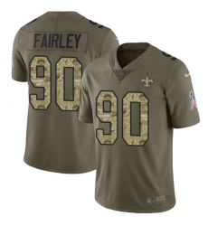 Youth Nike New Orleans Saints #90 Nick Fairley Limited Olive/Camo 2017 Salute to Service NFL Jersey