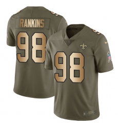 Youth Nike New Orleans Saints #98 Sheldon Rankins Limited Olive/Gold 2017 Salute to Service NFL Jersey