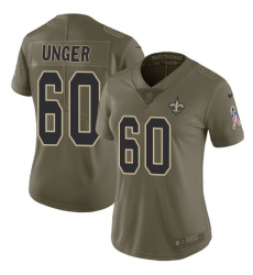 Women's Nike New Orleans Saints #60 Max Unger Limited Olive 2017 Salute to Service NFL Jersey