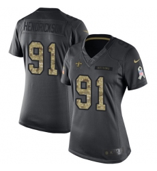 Women's Nike New Orleans Saints #91 Trey Hendrickson Limited Black 2016 Salute to Service NFL Jersey