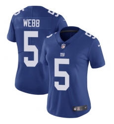 Women's Nike New York Giants #5 Davis Webb Royal Blue Team Color Vapor Untouchable Limited Player NFL Jersey
