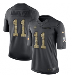 Men's Nike Oakland Raiders #11 Sebastian Janikowski Limited Black 2016 Salute to Service NFL Jersey