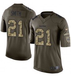 Men's Nike Oakland Raiders #21 Sean Smith Elite Green Salute to Service NFL Jersey