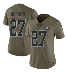 Women's Nike Oakland Raiders #27 Reggie Nelson Limited Olive 2017 Salute to Service NFL Jersey