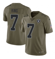 Men's Nike Oakland Raiders #7 Marquette King Limited Olive 2017 Salute to Service NFL Jersey