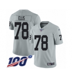Men's Oakland Raiders #78 Justin Ellis Limited Silver Inverted Legend 100th Season Football Jersey