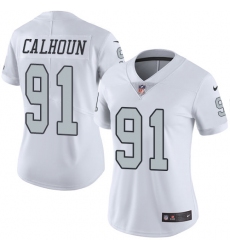 Women's Nike Oakland Raiders #91 Shilique Calhoun Limited White Rush Vapor Untouchable NFL Jersey