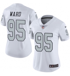 Women's Nike Oakland Raiders #95 Jihad Ward Limited White Rush Vapor Untouchable NFL Jersey