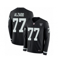 Men's Nike Oakland Raiders #77 Lyle Alzado Limited Black Therma Long Sleeve NFL Jersey