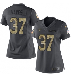 Women's Nike Oakland Raiders #37 Lester Hayes Limited Black 2016 Salute to Service NFL Jersey