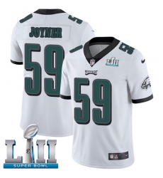 Men's Nike Philadelphia Eagles #59 Seth Joyner White Vapor Untouchable Limited Player Super Bowl LII NFL Jersey