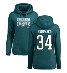 Women's Nike Philadelphia Eagles #34 Donnel Pumphrey Green Super Bowl LII Champions Pullover Hoodie