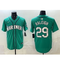 Men's Seattle Mariners #29 Cal Raleigh Aqua Limited Stitched jersey