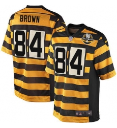 Men's Nike Pittsburgh Steelers #84 Antonio Brown Elite Yellow/Black Alternate 80TH Anniversary Throwback NFL Jersey