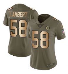 Women's Nike Pittsburgh Steelers #58 Jack Lambert Limited Olive/Gold 2017 Salute to Service NFL Jersey