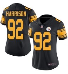 Women's Nike Pittsburgh Steelers #92 James Harrison Limited Black Rush Vapor Untouchable NFL Jersey