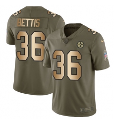Youth Nike Pittsburgh Steelers #36 Jerome Bettis Limited Olive/Gold 2017 Salute to Service NFL Jersey