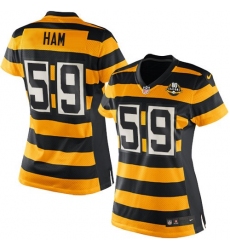 Women's Nike Pittsburgh Steelers #59 Jack Ham Limited Yellow/Black Alternate 80TH Anniversary Throwback NFL Jersey