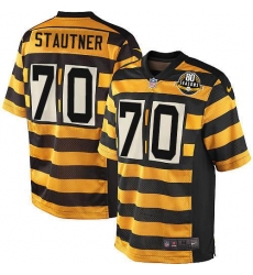 Men's Nike Pittsburgh Steelers #70 Ernie Stautner Game Yellow/Black Alternate 80TH Anniversary Throwback NFL Jersey