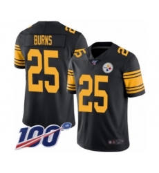 Men's Pittsburgh Steelers #25 Artie Burns Limited Black Rush Vapor Untouchable 100th Season Football Jersey