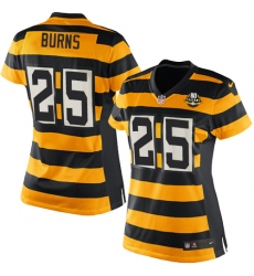 Women's Nike Pittsburgh Steelers #25 Artie Burns Limited Yellow/Black Alternate 80TH Anniversary Throwback NFL Jersey