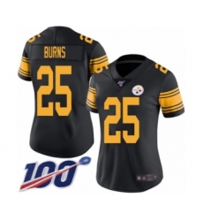 Women's Pittsburgh Steelers #25 Artie Burns Limited Black Rush Vapor Untouchable 100th Season Football Jersey
