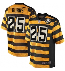 Youth Nike Pittsburgh Steelers #25 Artie Burns Elite Yellow/Black Alternate 80TH Anniversary Throwback NFL Jersey