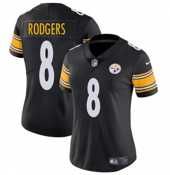 Women's Pittsburgh Steelers #8 Aaron Rodgers Black 2025 Vapor Untouchable Limited Football Stitched Jersey(Run Small)