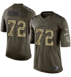 Men's Nike Seattle Seahawks #72 Michael Bennett Elite Green Salute to Service NFL Jersey